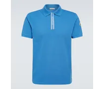 Moncler Polo in piqué di cotone con logo Blu