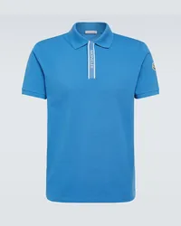 Moncler Polo in piqué di cotone con logo Blu