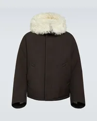 Bottega Veneta Parka in lana con shearling Marrone