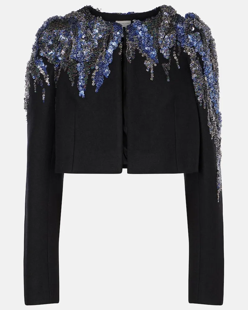 Dries van Noten Giacca cropped in misto lana Nero