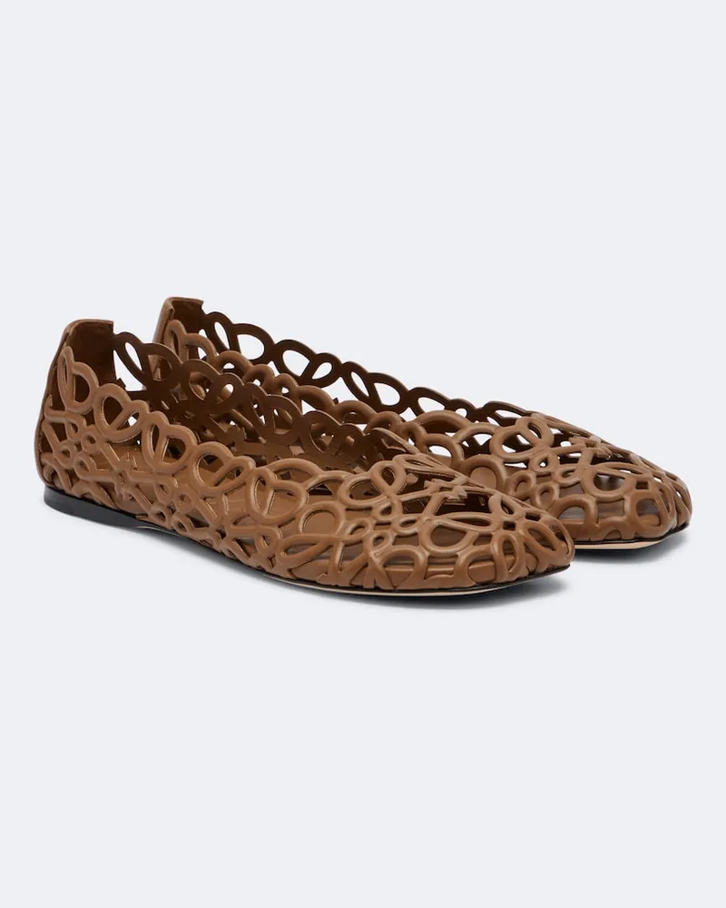 Loewe Ballerine Petal Anagram in pelle Marrone