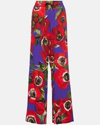 Dolce & Gabbana Pantaloni Anemone in charmeuse Multicolore