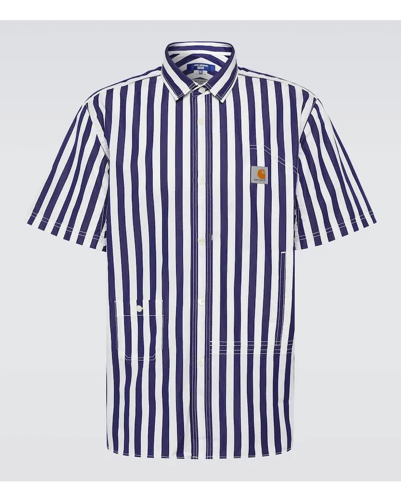 Junya Watanabe x Carhartt - Camicia bowling in cotone a righe Bianco