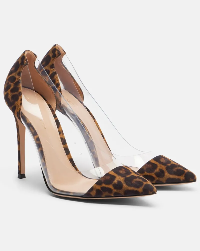 Gianvito Rossi Pumps Plexi in TPU e suede con stampa Marrone