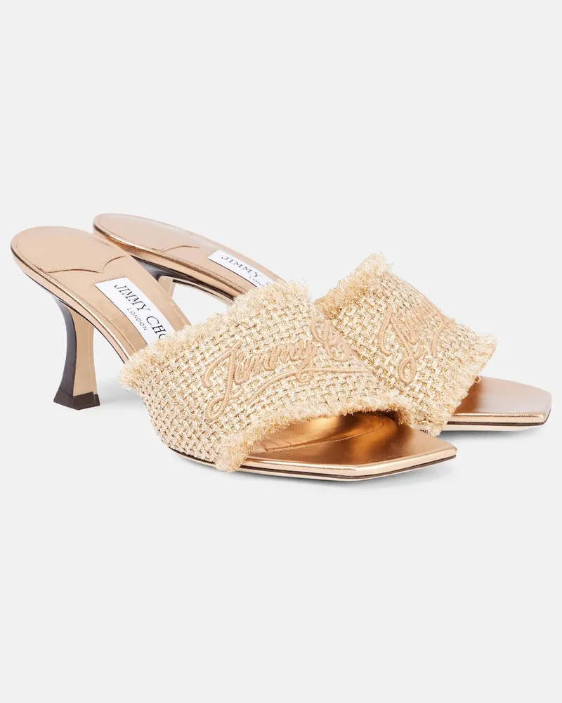 Jimmy Choo Mules Alexia 70 con lamé Beige