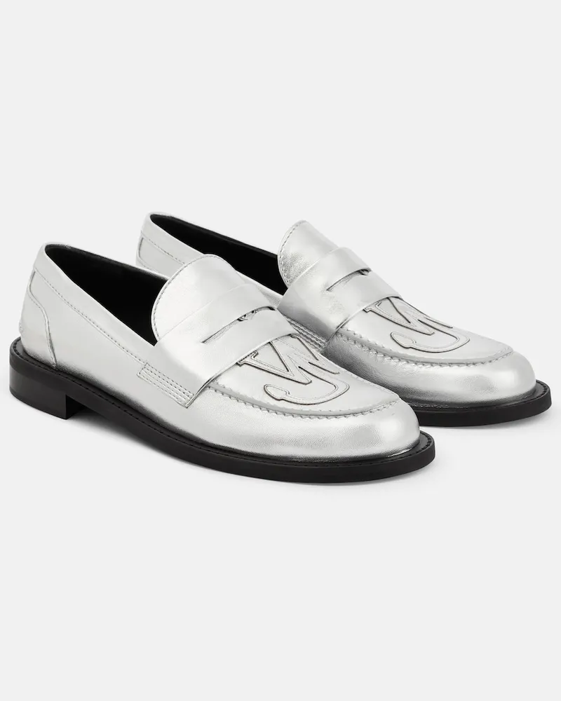 J.W.Anderson Mocassini in pelle con logo Argento