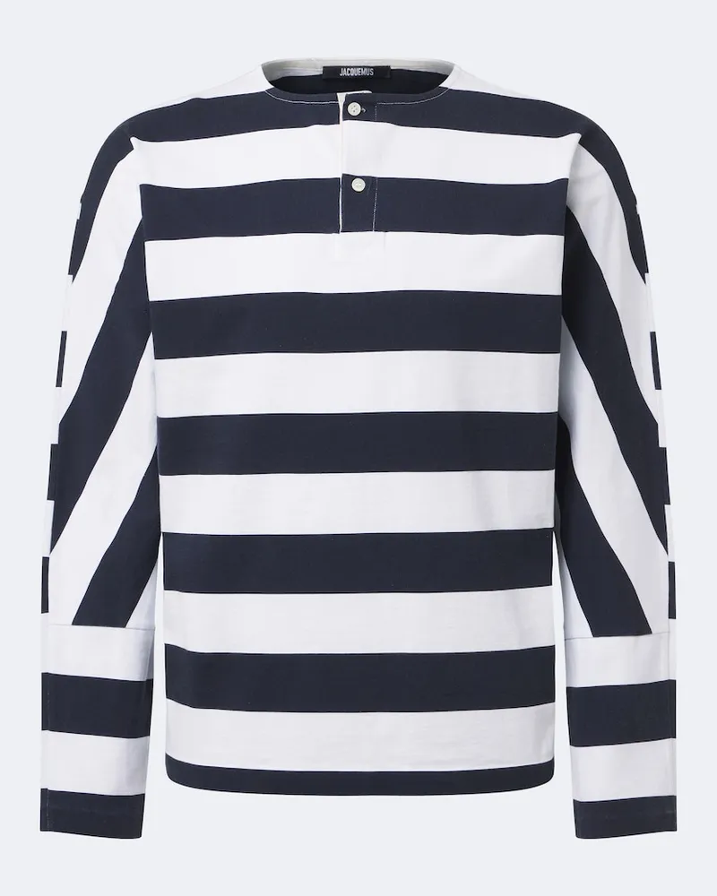 Jacquemus Maglia Henley Marinière in jersey di cotone Blu