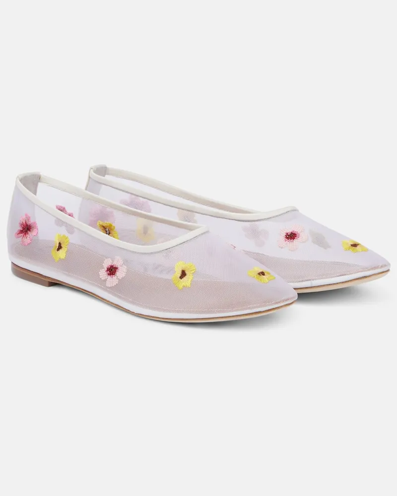 STAUD Ballerine Alba in mesh Bianco