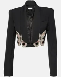 Area Blazer cropped in lana con cristalli Nero