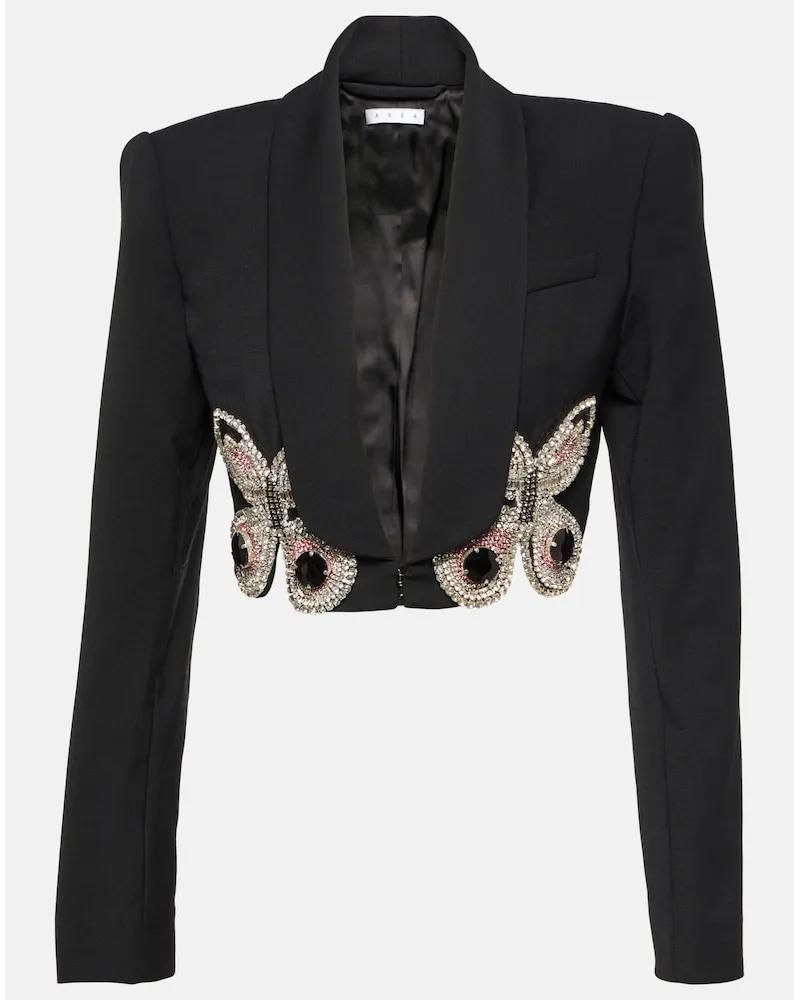 Area Blazer cropped in lana con cristalli Nero