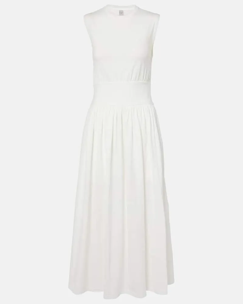 Totême Abito midi in jersey di cotone Bianco