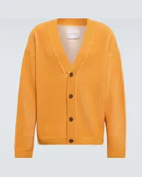 King & Tuckfield Cardigan in lana vergine a coste Giallo