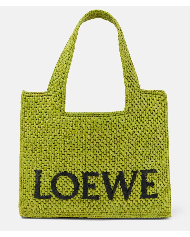 Loewe Paula's Ibiza - Borsa Font Small in rafia Verde