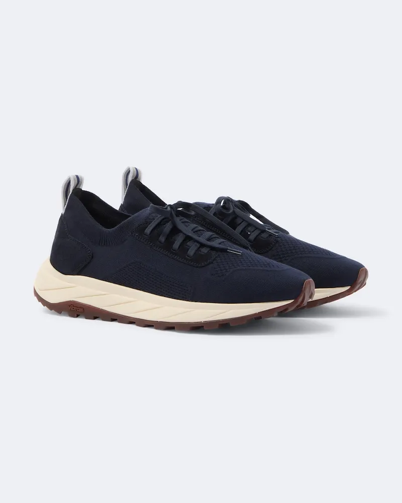 Fedeli Sneakers in maglia con suede Blu