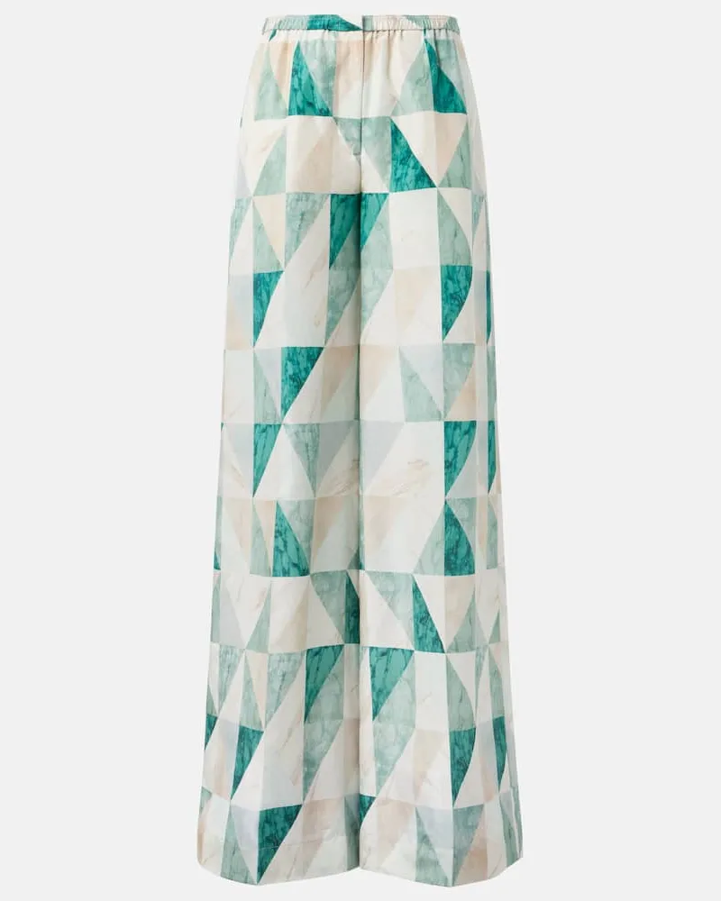 Joseph Pantaloni Thoresby in seta con stampa Verde