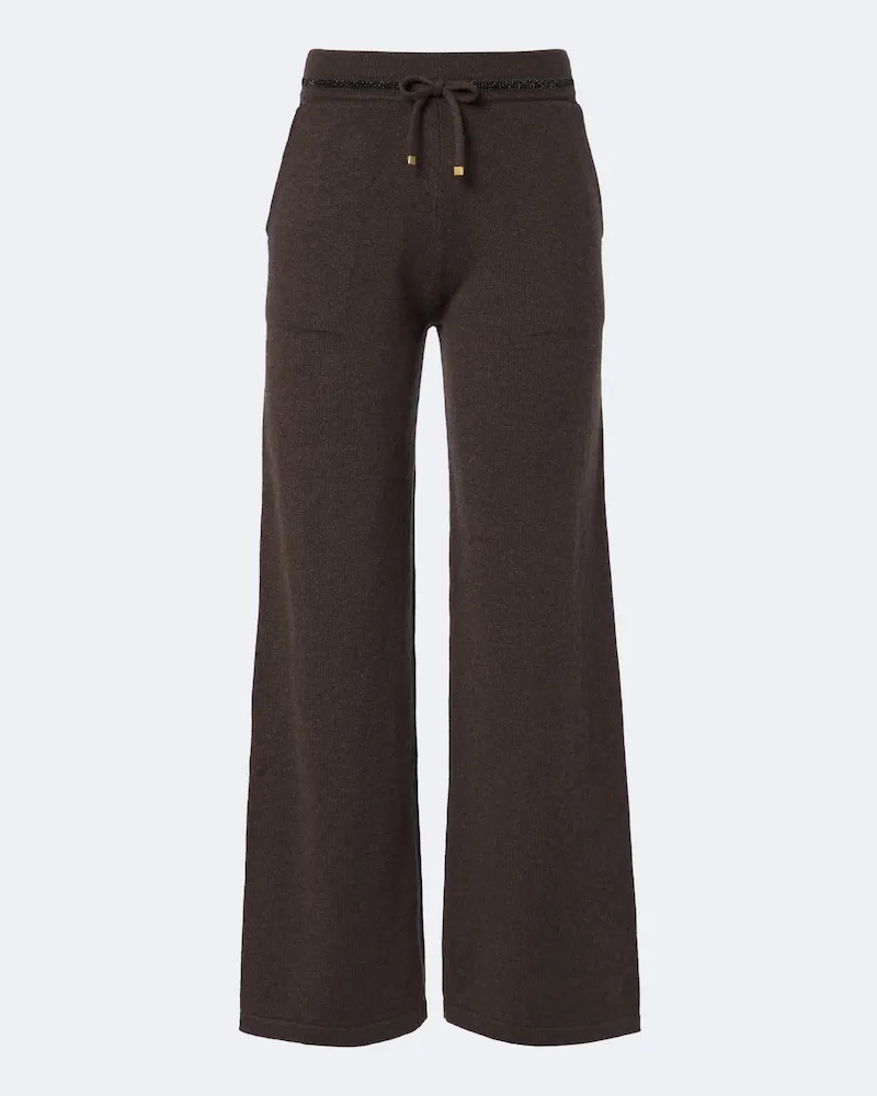 Eleventy Pantaloni in maglia di cashmere a gamba larga Marrone