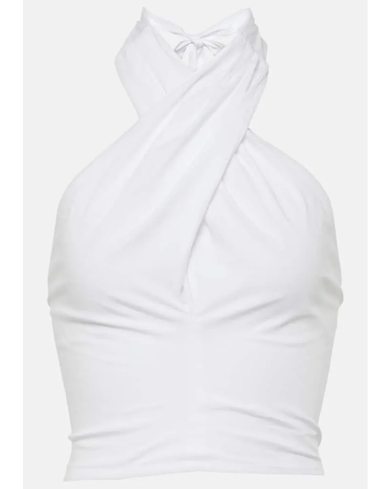 STAUD Top cropped Kai in cotone Bianco
