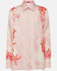 Versace Camicia Barocco Sea in twill di seta Rosa