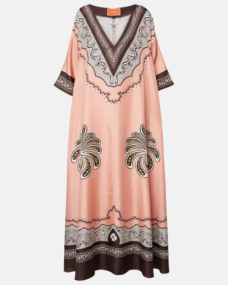La DoubleJ Abito lungo Muumuu in twill di seta Rosa