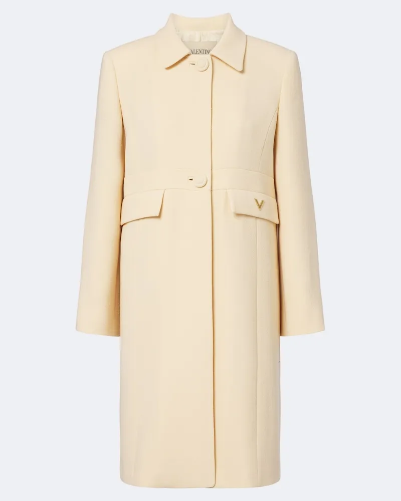 Valentino Garavani Cappotto VGold in crêpe di lana vergine Beige