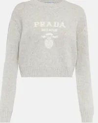 Prada Pullover cropped in lana vergine e cashmere Grigio