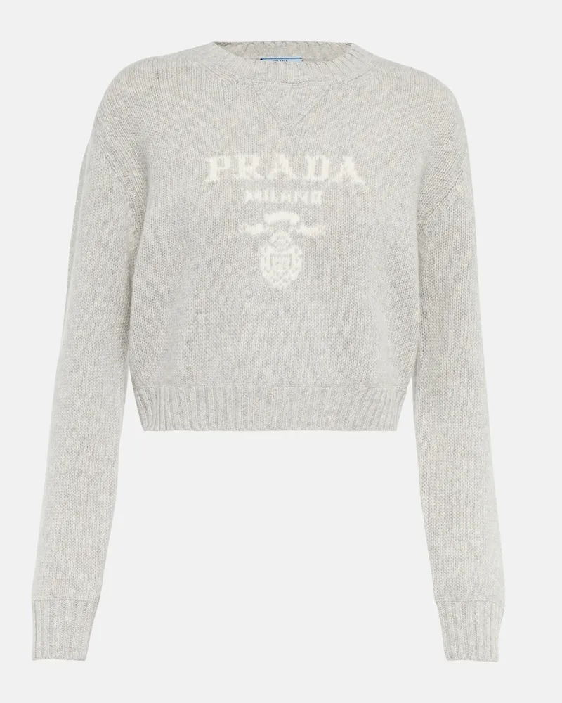 Prada Pullover cropped in lana vergine e cashmere Grigio