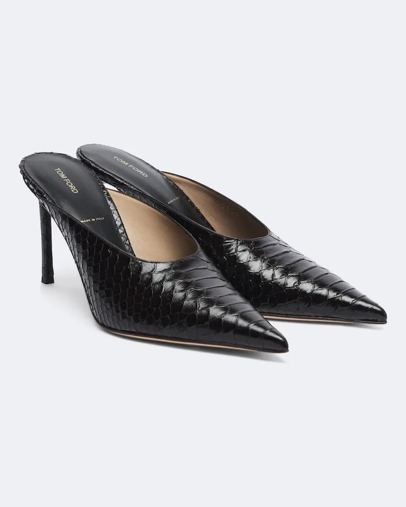 Tom Ford Mules in pelle stampata cocco Marrone