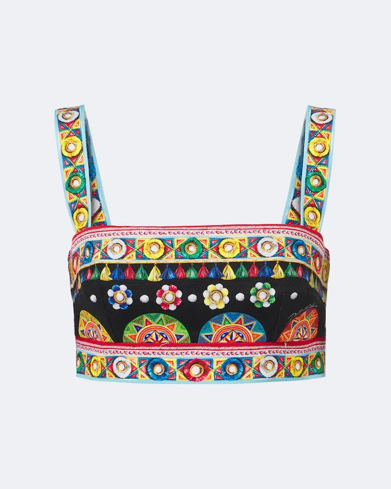Dolce & Gabbana Top cropped Carretto in cotone Multicolore