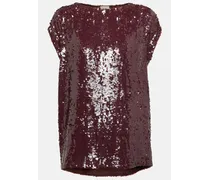 Top in jersey con paillettes