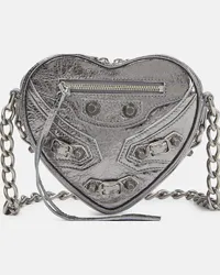 Balenciaga Borsa a tracolla Le Cagole Heart Mini in pelle Argento