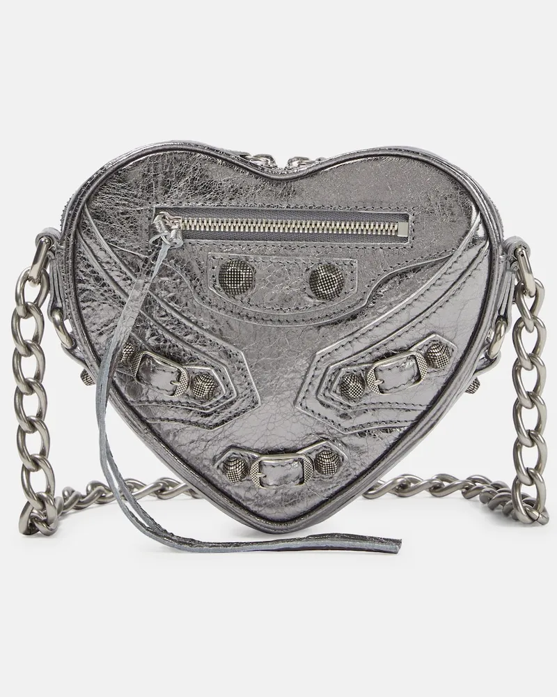 Balenciaga Borsa a tracolla Le Cagole Heart Mini in pelle Argento