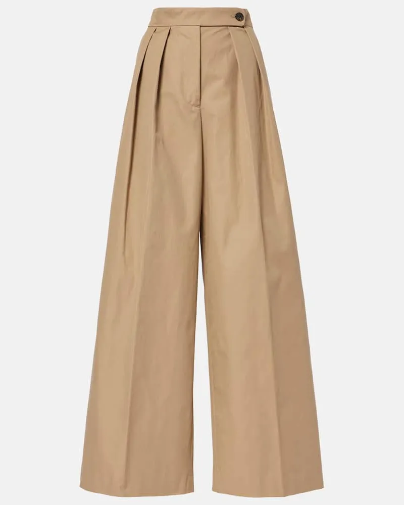 Dries van Noten Pantaloni a gamba larga e vita bassa in twill Beige