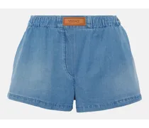 Versace Shorts di jeans con logo Blu
