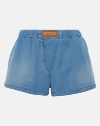 Versace Shorts di jeans con logo Blu