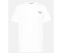 Prada T-shirt in cotone con cristalli Bianco