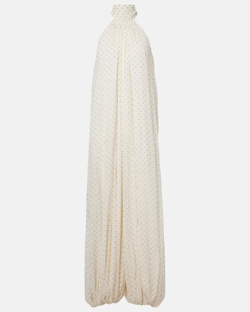 ROTATE Birger Christensen Jumpsut in chiffon a pois Bianco