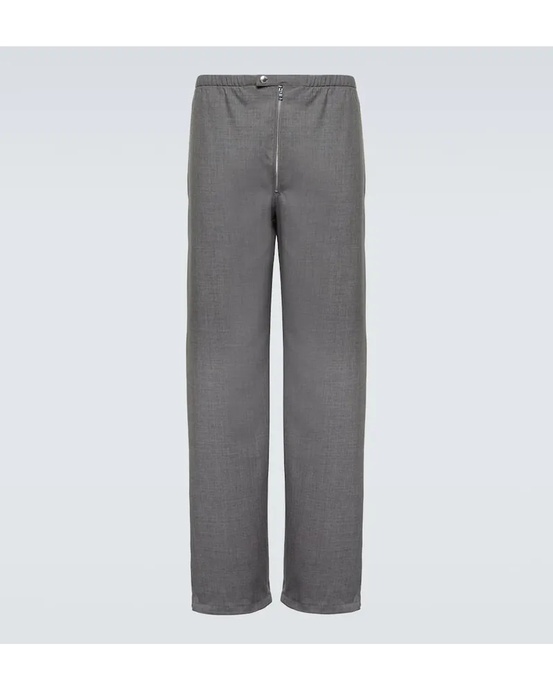 Prada Pantaloni regular in lana vergine Grigio