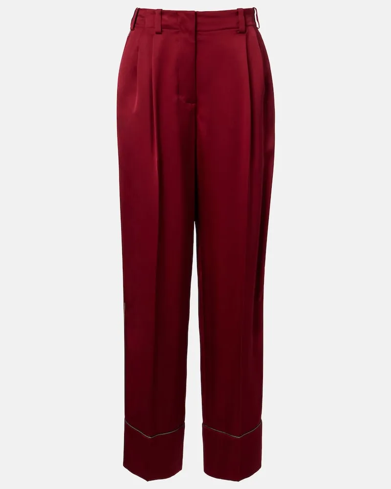 Givenchy Pantaloni in raso di seta a gamba larga Rosso