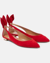 Aquazzura Ballerine Bow Tie in suede Rosso