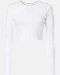 alo Top cropped Alosoft Finesse in jersey Bianco