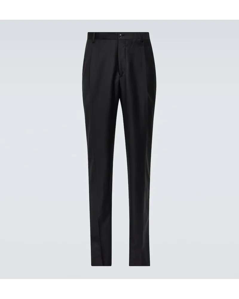 Giorgio Armani Pantaloni slim in lana e cashmere Nero
