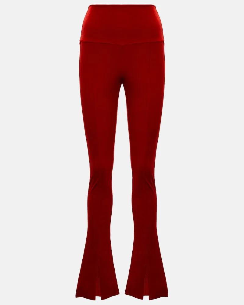 Norma Kamali Leggings flared in velluto Rosso