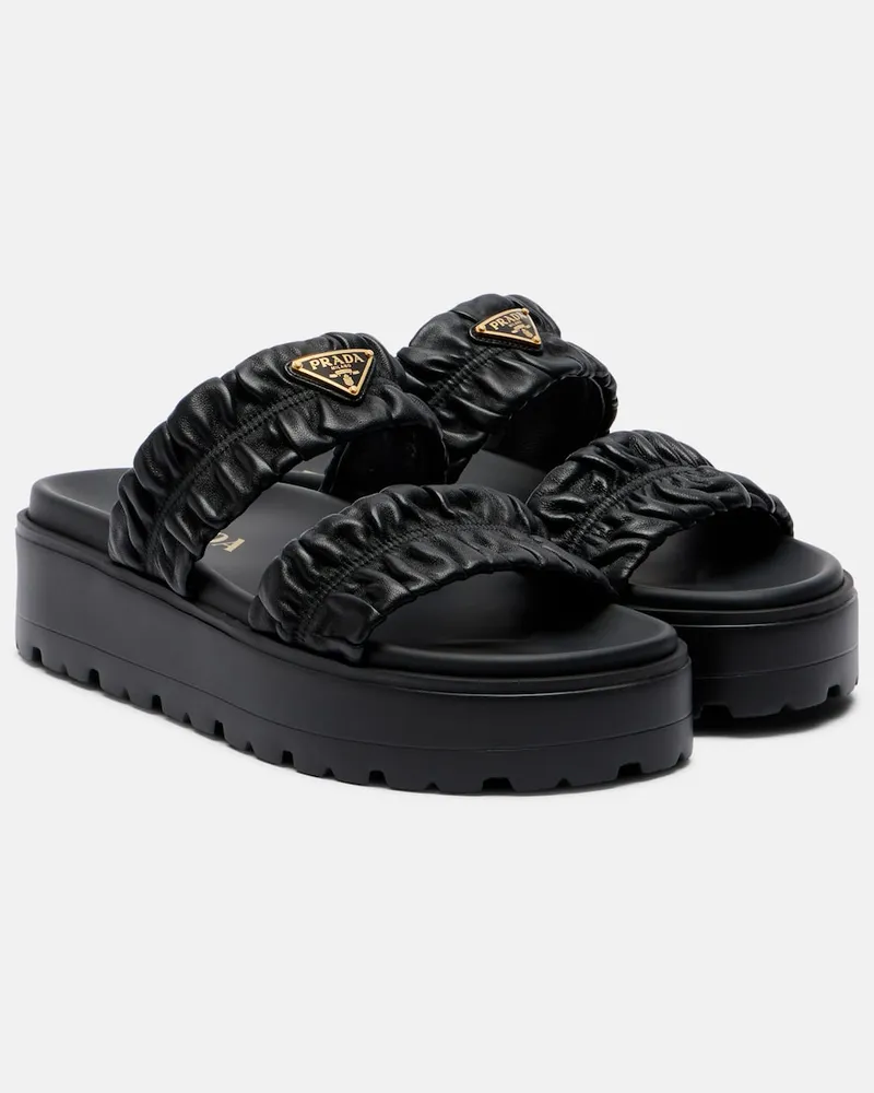 Prada Sandali con plateau in pelle Nero