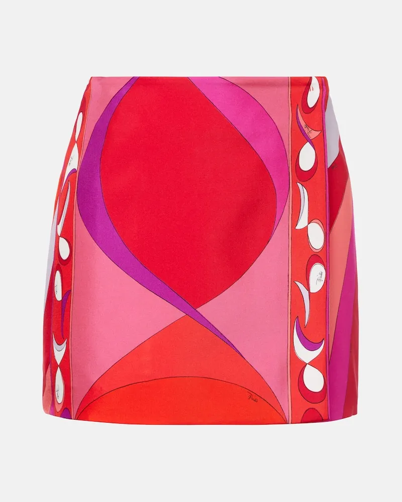 Emilio Pucci Minigonna Pesci in twill di seta Rosso