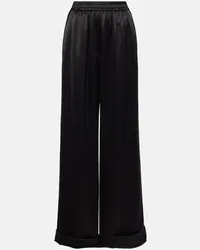 Dolce & Gabbana Pantaloni a gamba larga in misto seta Nero