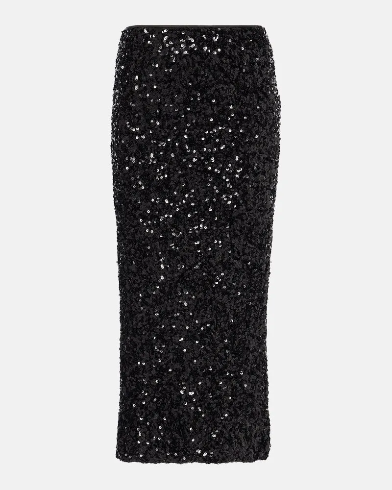 ROTATE Birger Christensen Gonna midi con paillettes Nero