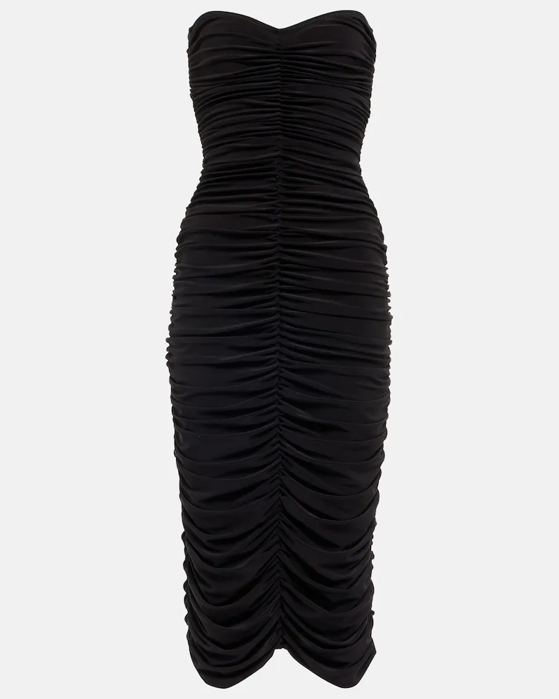 Norma Kamali Abito midi in jersey senza spalline Nero