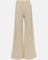 Dolce & Gabbana Pantaloni a gamba larga in misto lana Beige