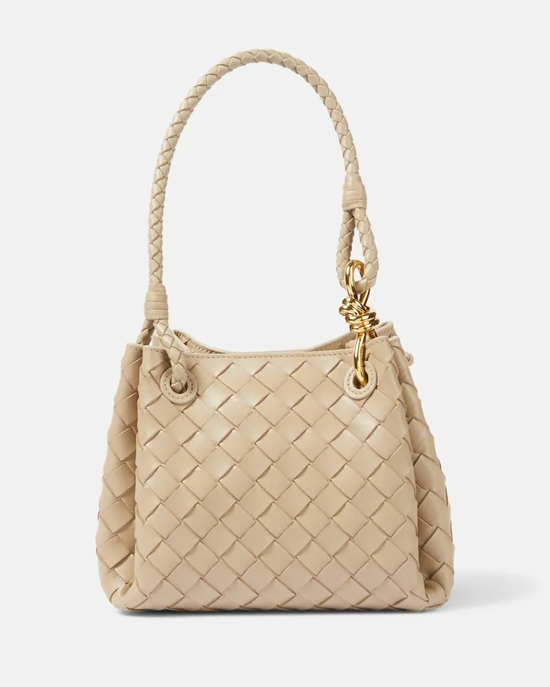 Bottega Veneta Borsa Parachute Small in pelle Intrecciato Beige