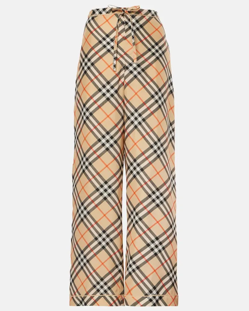 Burberry Pantaloni a gamba larga Burberry Check Beige